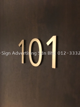 GOLD HAIRLINE STAINLESS STEEL NUMBERING (HEXA HOTEL, KL, 2019)