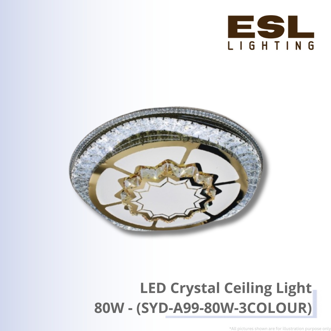 LED Crystal Ceiling Light 80W - SYD-A99-80W-3COLOUR