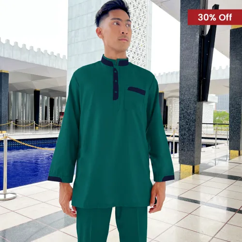 Baju Melayu Kurta Nagoya Sepasang (CK) Teal