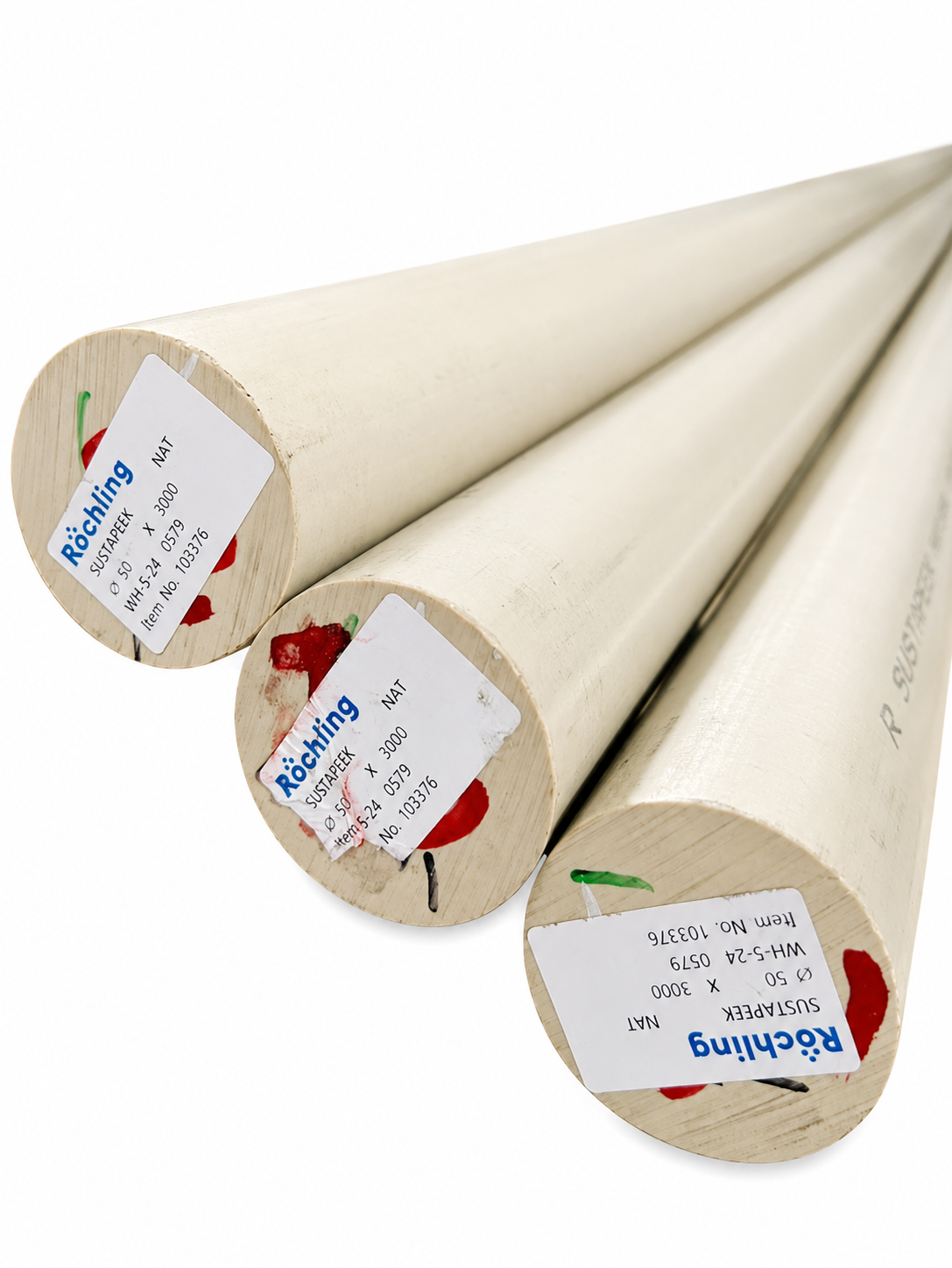 Sustapeek Natural Rod Dia 50mm | High-Strength PEEK Engineering Plastic Rod