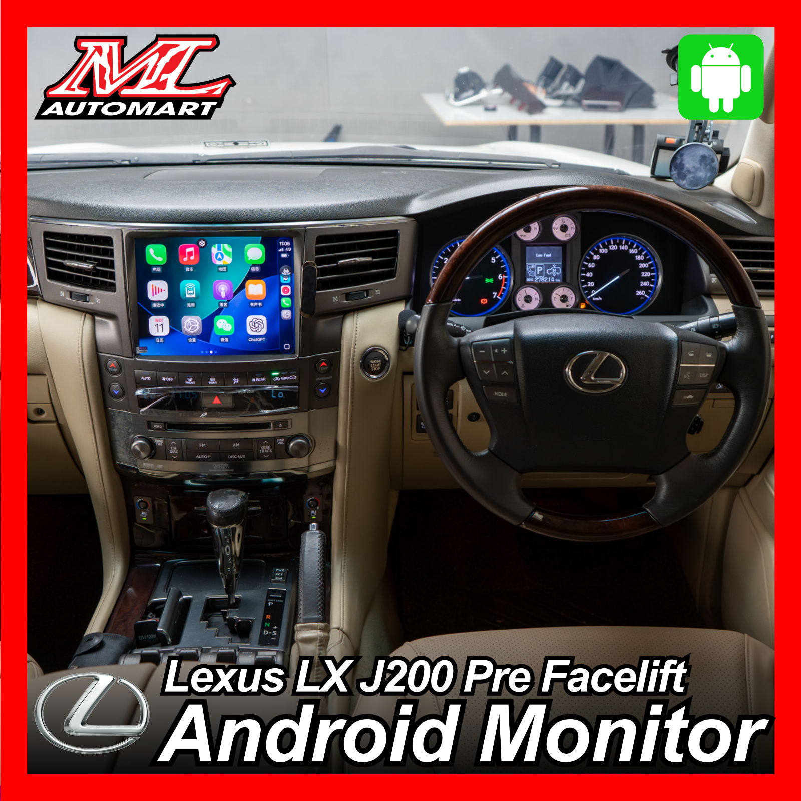 Lexus LX J200 Pre Facelift Android Monitor