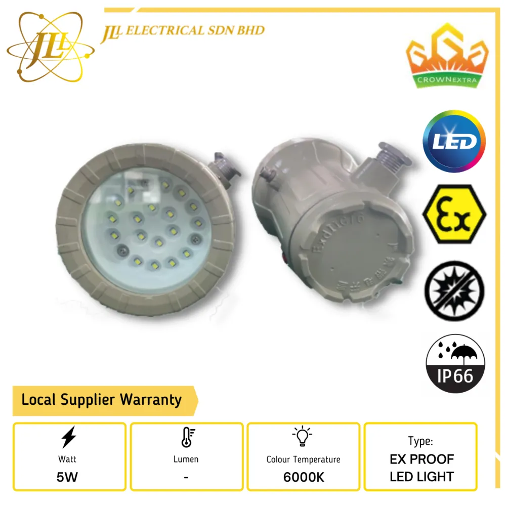 CROWN EX BSD SERIES 5W 6000K IP66 LED EXPLOSION PROOF INSPECTION HOLE LAMP