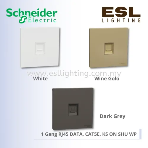 SCHNEIDER AvatarOn C 1 Gang RJ45 Data Socket, CAT5E, keystone on shuttered wallplate - E8731RJS5_WE E8731RJS5_WG E8731RJS5_DG