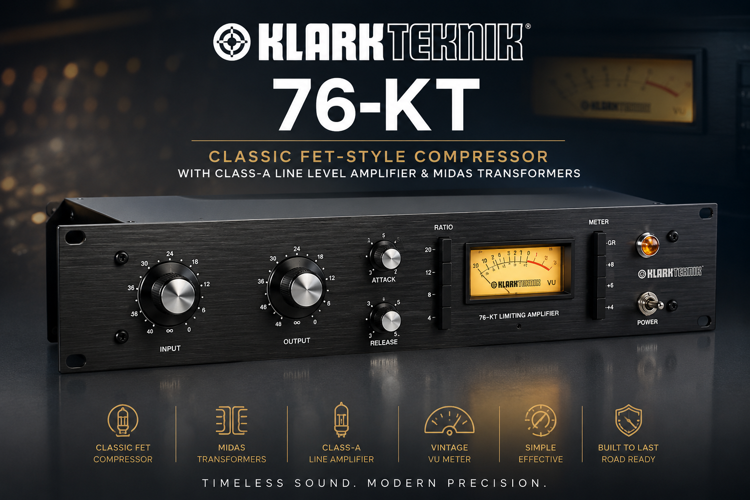 Klark Teknik 76-KT – Pemampat Gaya FET Klasik dengan Penguat Tahap Garisan Kelas-A & Transformer Midas