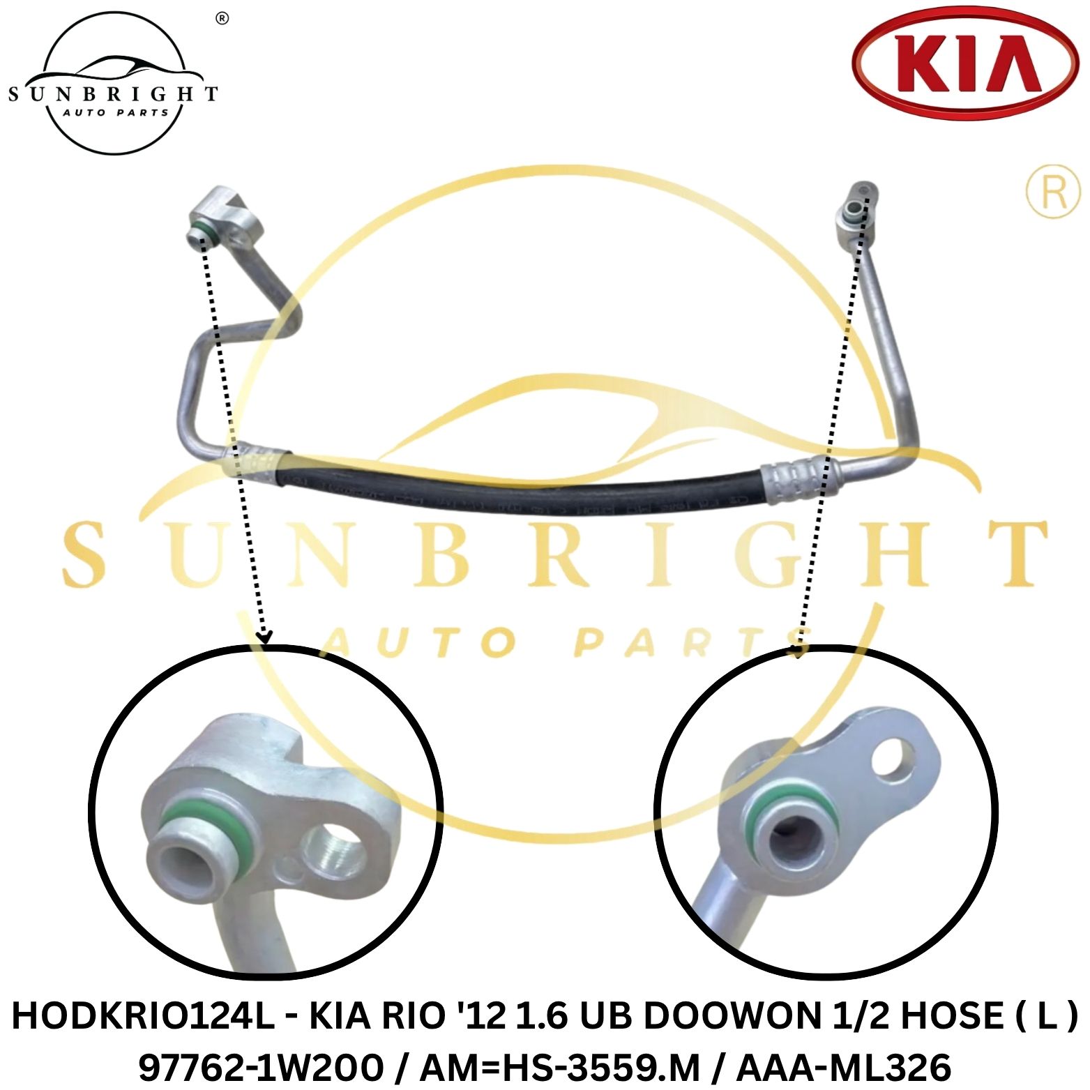 HODKRIO124L - KIA RIO '12 1.6 UB DOOWON 1/2 HOSE ( L ) 97762-1W200 / AM=HS-3559.M / AAA-ML326