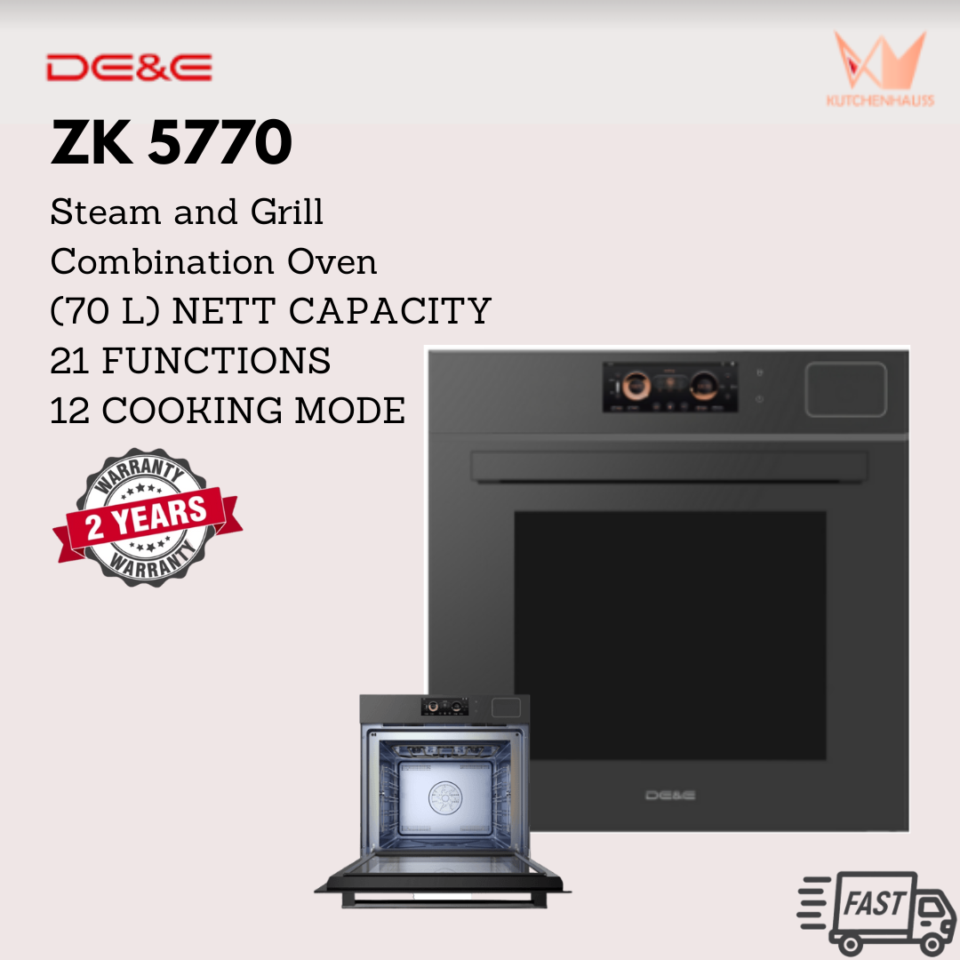 DE&E 60cm Built In Steam & Grill Combi Oven (70L) ZK5770