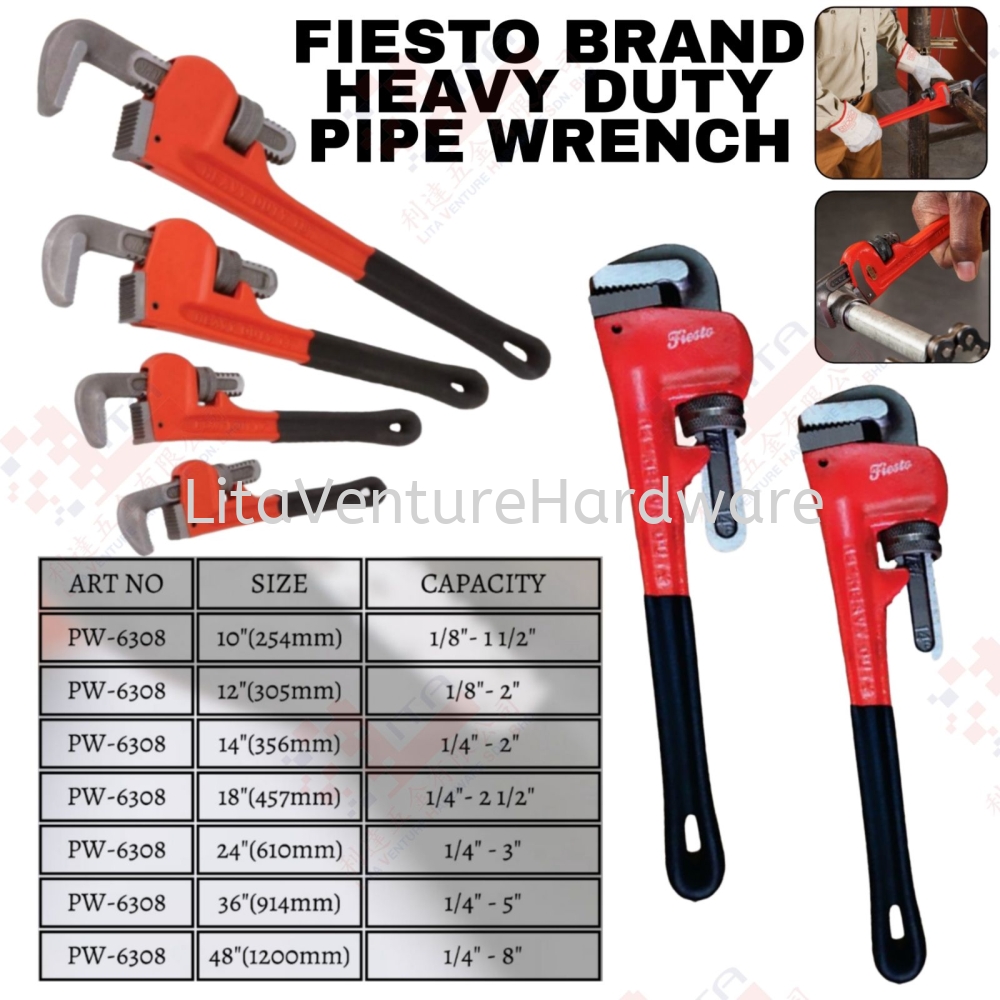 FIESTO BRAND HEAVY DUTY PIPE WRENCH - PW6308