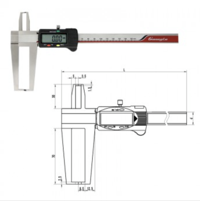 GUANGLU Digital display double internal groove caliper