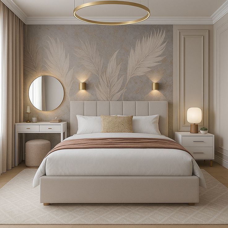 Neutral Tone Wallpaper for Modern Bedroom in Kuala Lumpur