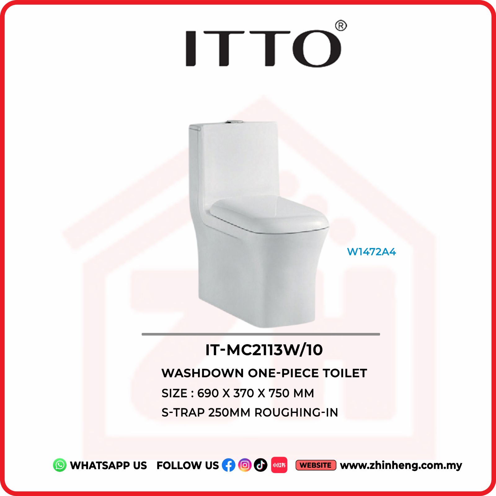 ITTO WASHDOWN ONE-PIECE TOILET  IT-MC2113W/10
