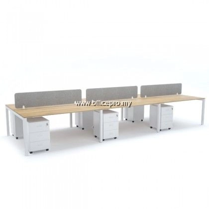 Office Workstation Table Cluster Of 6 Seater | Office Panel | Office Divider | N Series Set (Rectangular Type) | Office Cubicle | Office Partition Setia Alam IPWT6-N16