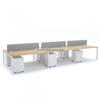 Office Workstation Table Cluster Of 6 Seater | Office Panel | Office Divider | N Series Set (Rectangular Type) | Office Cubicle | Office Partition Setia Alam IPWT6-N6/16/18