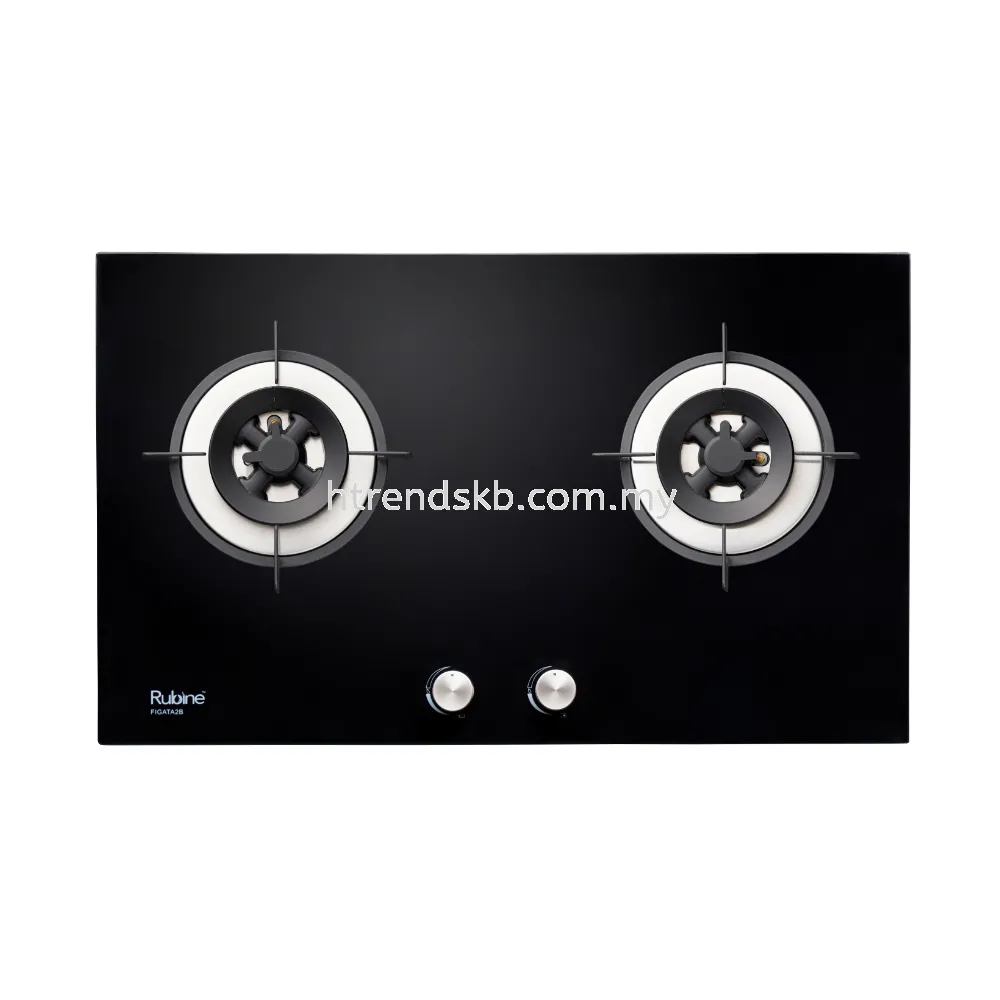 Rubine 2 Burner Build In Gas Hob (Glass) RGH-FIGATA2B-BL