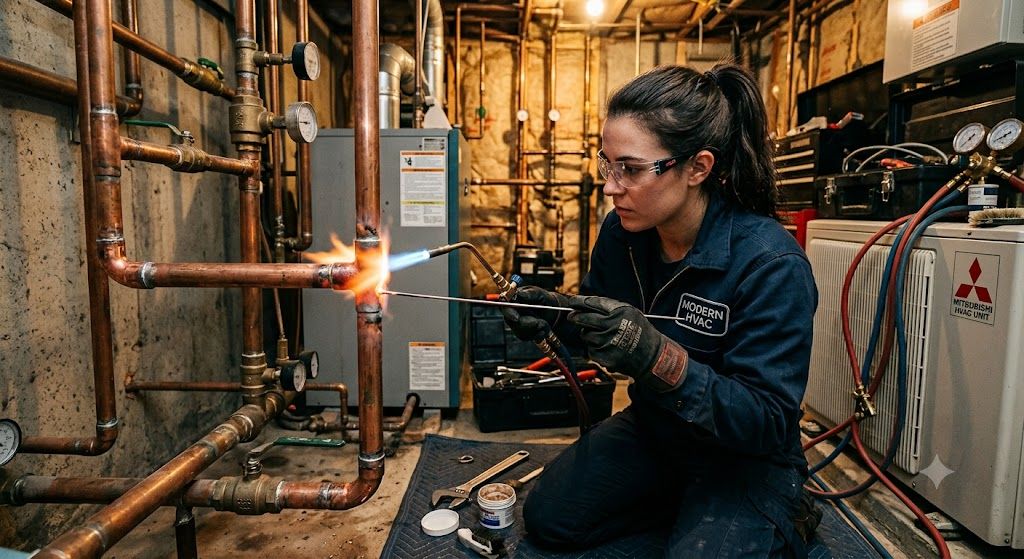copper pipe joining brazing techniques HVAC