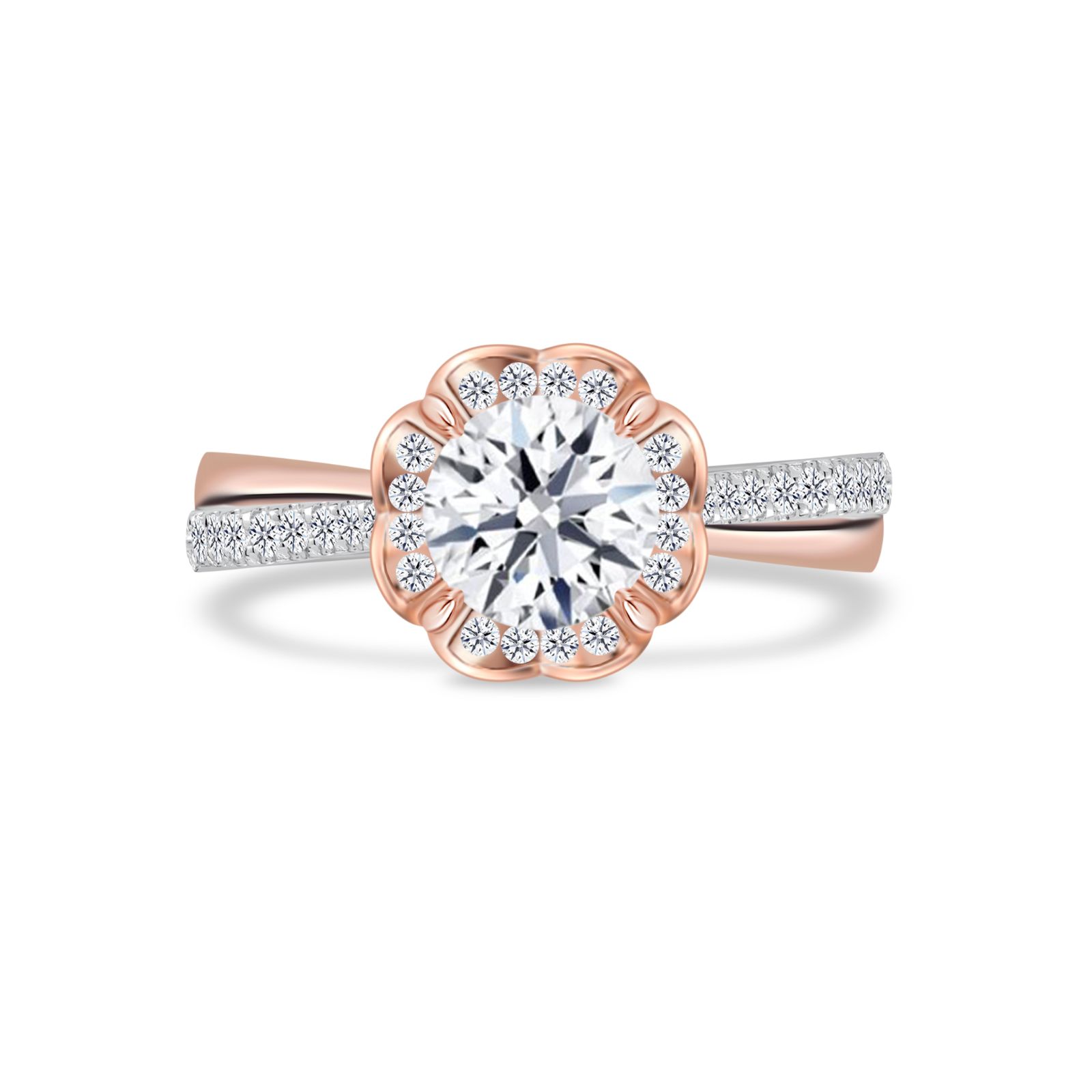Castiel Secret Heart Duo Tone Halo Pave Engagement Ring