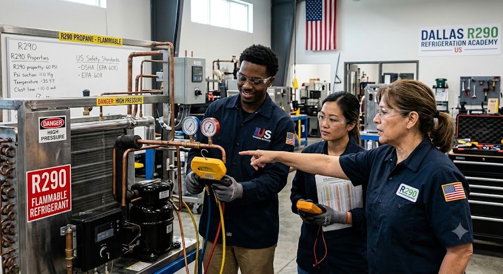 R290 industrial refrigeration technician training US