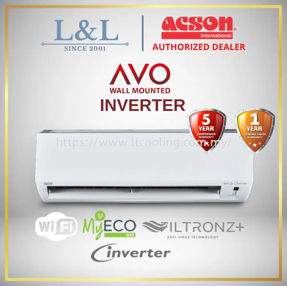 ACSON AVO Series R32 INVERTER Air Conditioner with WIFI (1HP/1.5HP/2HP/2.5HP) (A3WMY10N/A3WMY15NP/A3WMY20N/A3WMY25N)