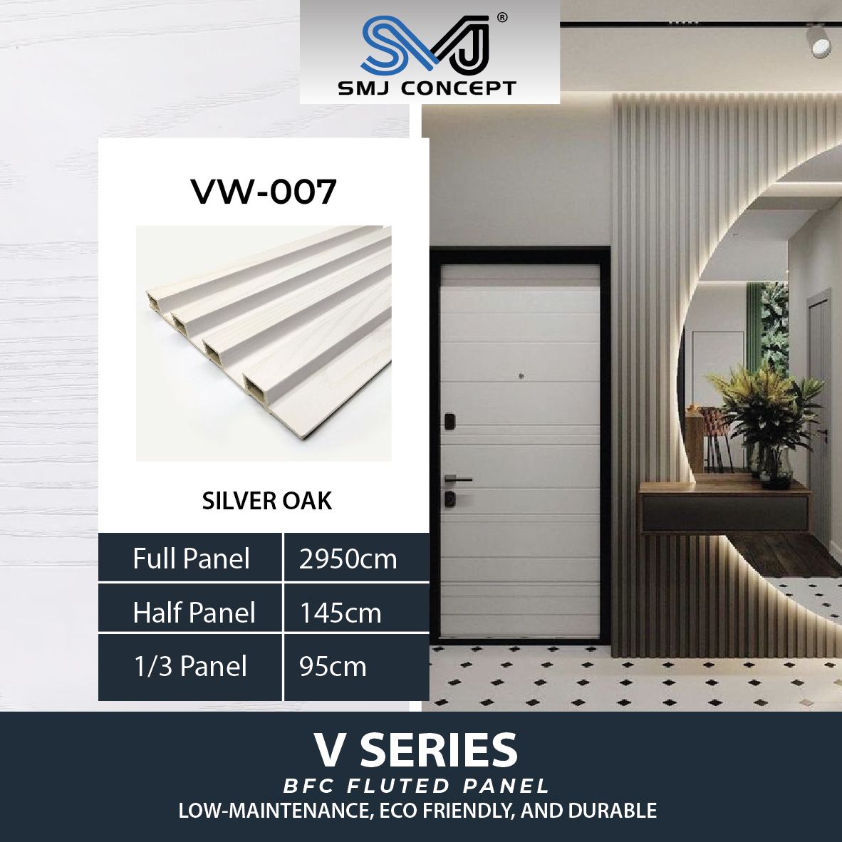 Interlock Fluted Panel V Series | SILVER OAK | VW007 |
