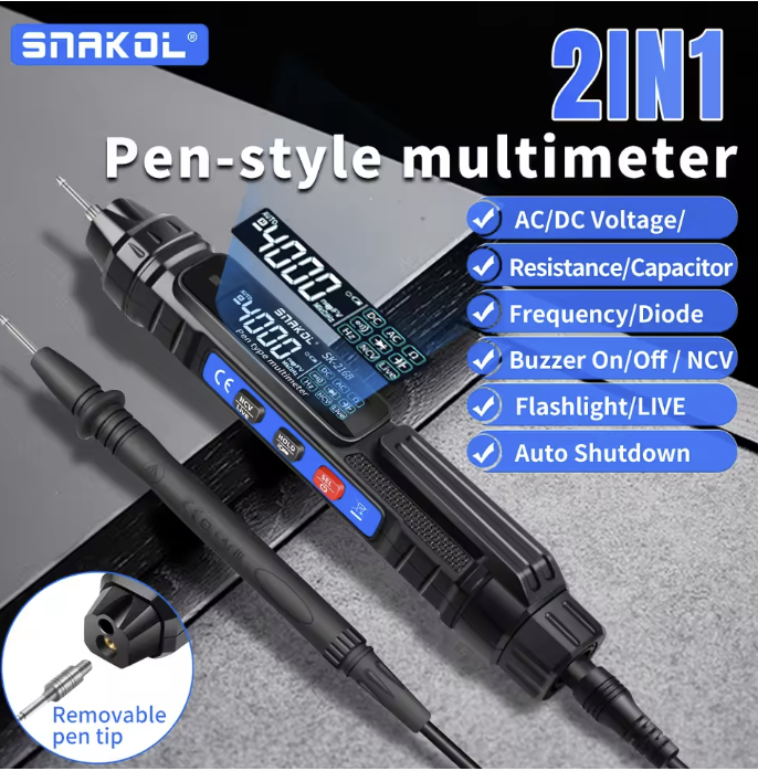 SNAKOL SK216B Mini Pen Type Digital Multimeter Professional 4000 Counts AC/DC Voltage Ohm Diode Capacitance Hz Meter Too