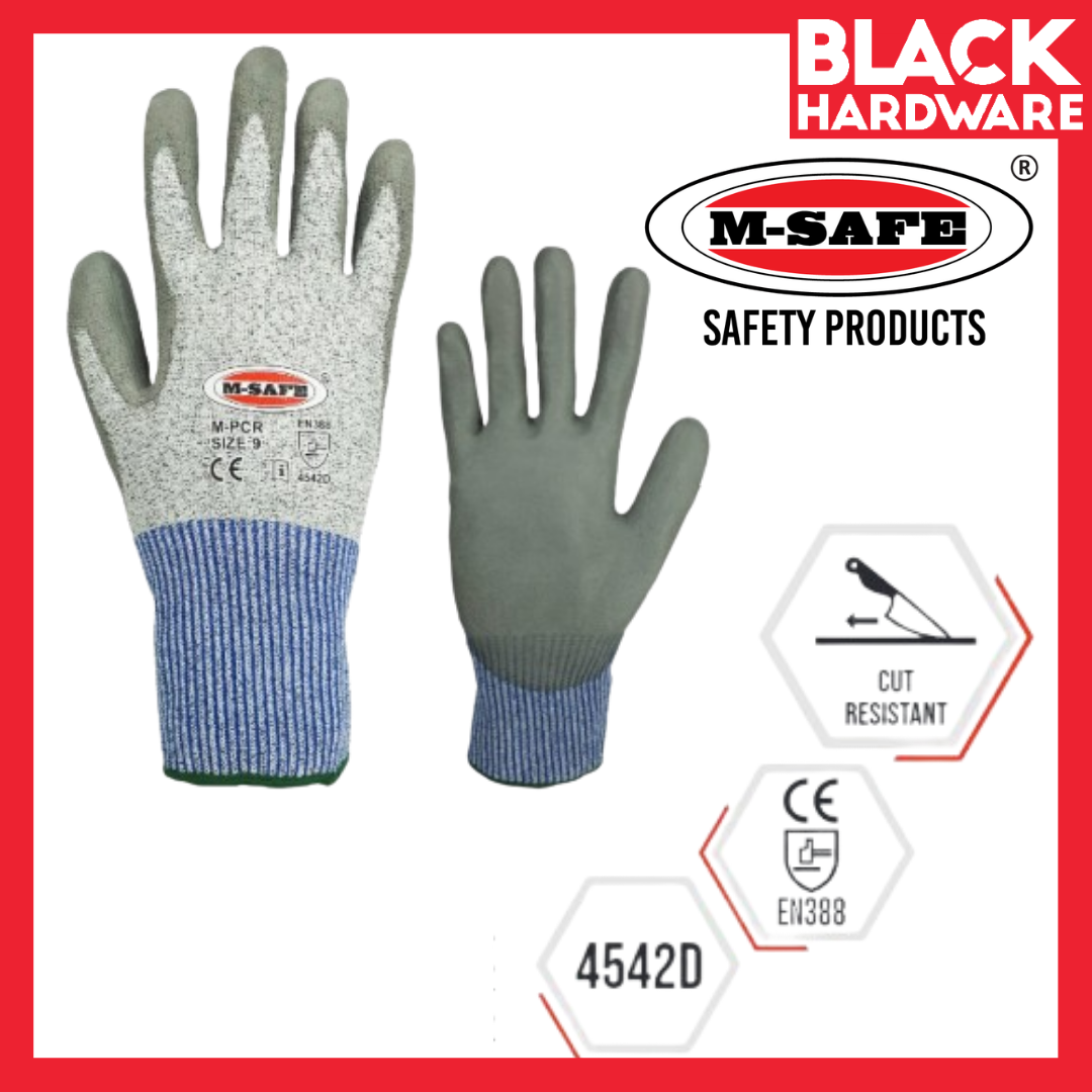 Black Hardware M-SAFE M-PCR Cut Resistant Gloves | DOSH SIRIM Certified | Melaka PPE