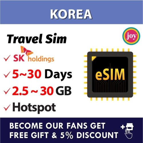 eSIM【Korea】Korea Travel Prepaid Sim Card UNLIMITED GB 韩国上网卡