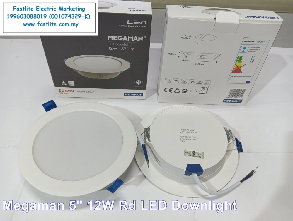 Megaman 5 Inch 12W Round 3000K LED Downlight