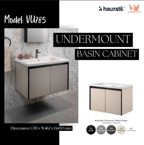 HAUZSTIL Bathroom Under Mount Basin Cabinet With Basin Only (VU785+UCB800)