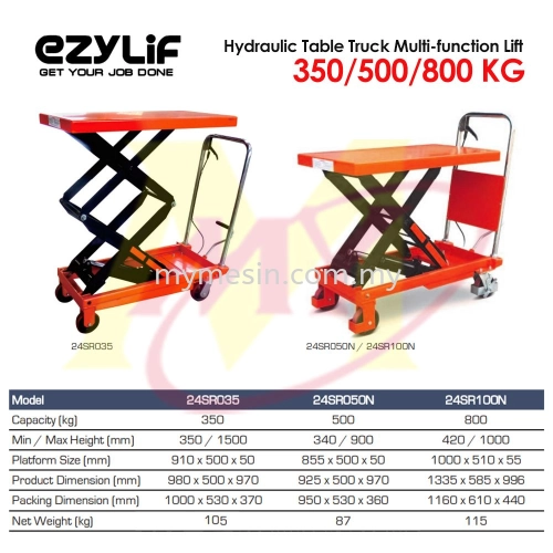 EZYLIF Hydraulic Table Truck Lift (Multi Function) Lifting Table 350 - 800 KG