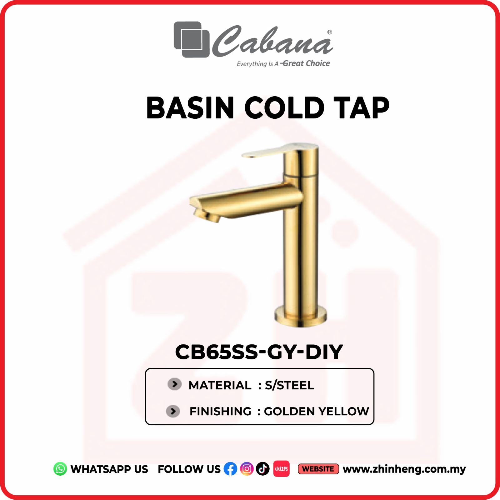 CABANA BASIN COLD TAP CB65SS-GY