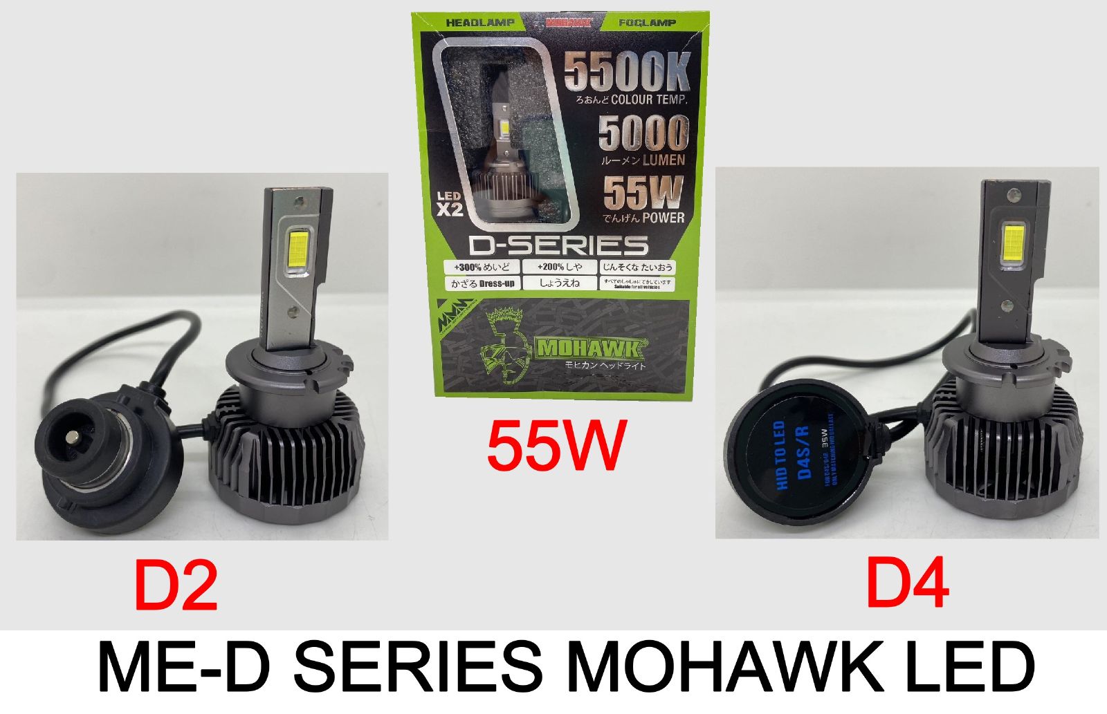 Mohawk LED Headlights Bulb ME-D Series D2/D4 55W 5500K Car LED Light ...