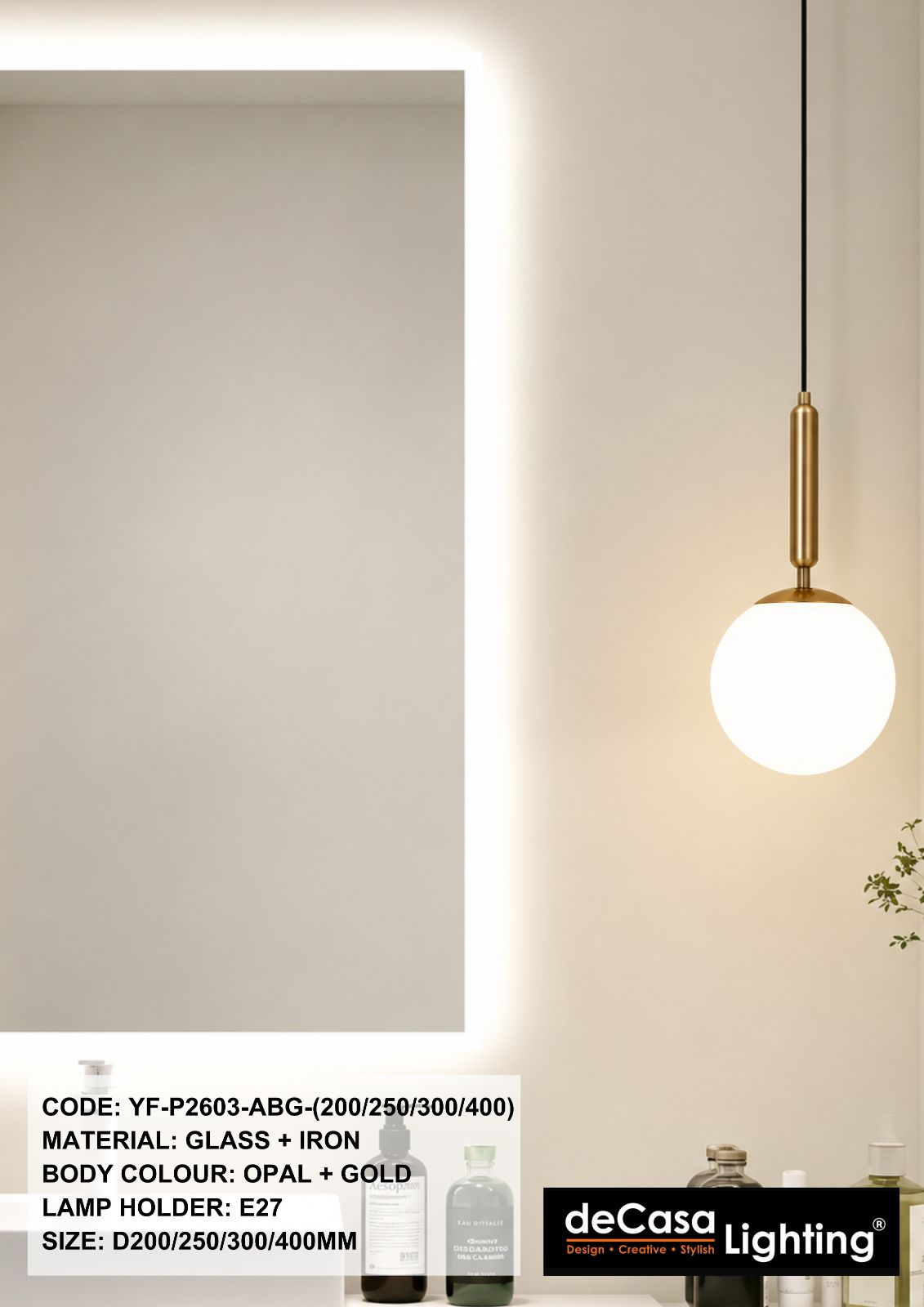 MODERN GLASS PENDANT LIGHT(YF-P2603-ABG-(200/250/300/400))
