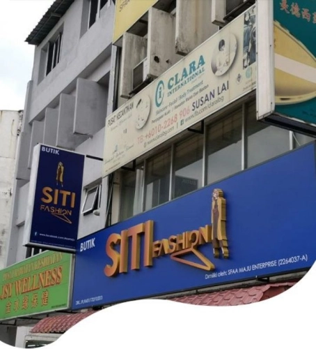 3d boxup signboard papan iklan signage 