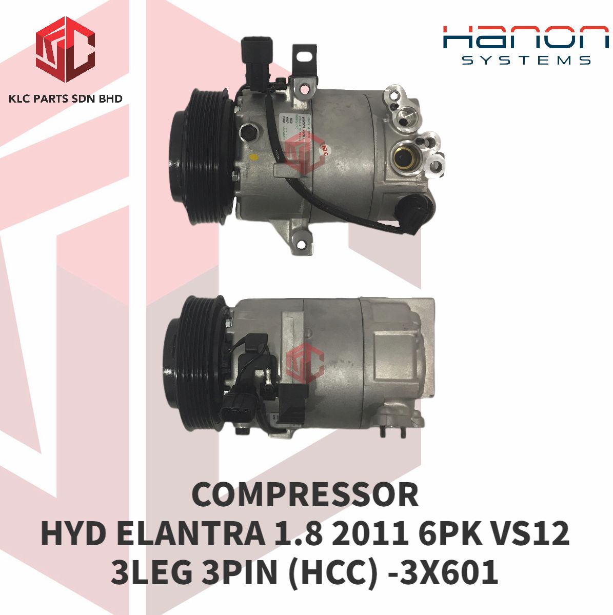 COMPRESSOR HYUNDAI ELANTRA 1.8 2011 6PK VS12 (HANON) 3X601