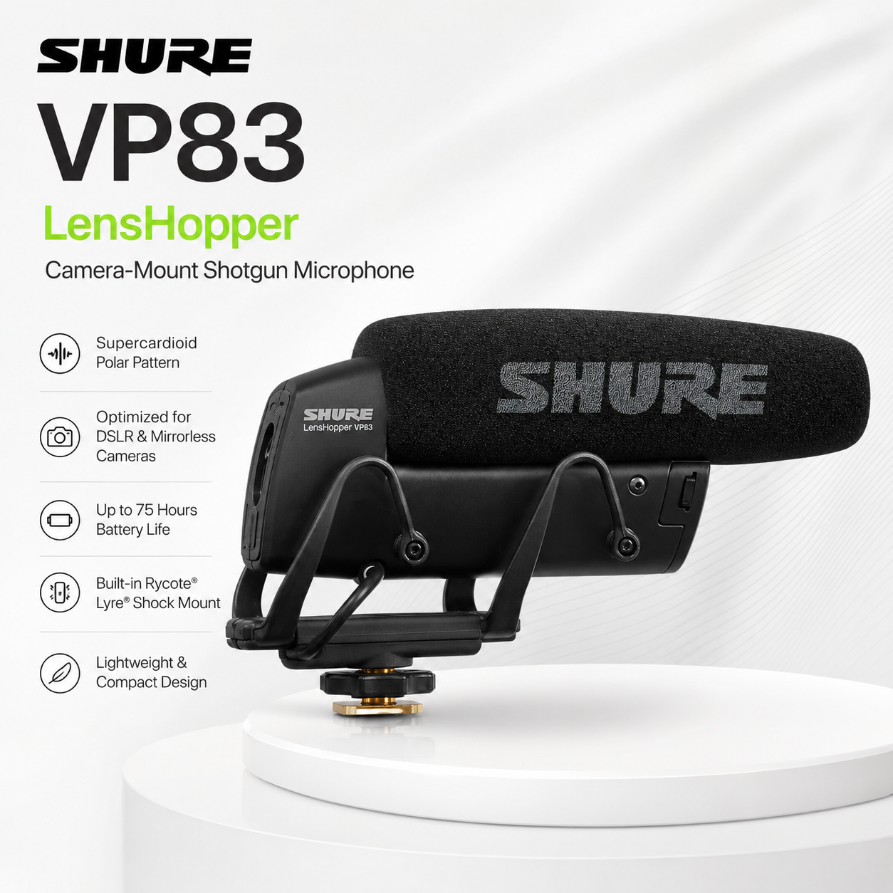 Shure VP83 Mikrofon Shotgun Kamera LensHopper