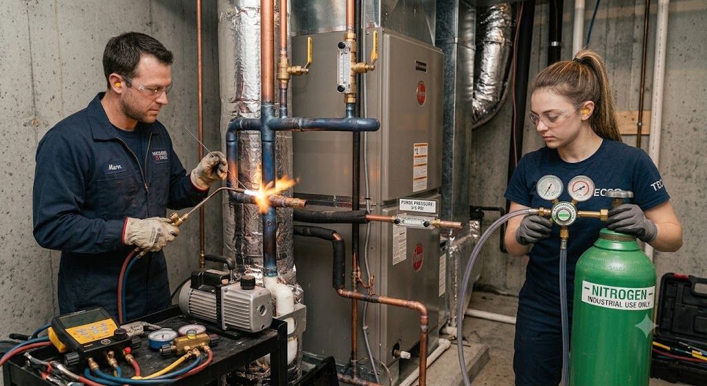 copper pipe brazing HVAC nitrogen best practices