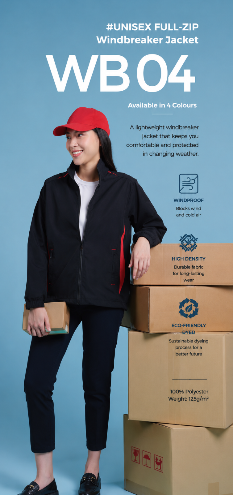 Unisex Full-Zip Windbreaker Jacket - WB04