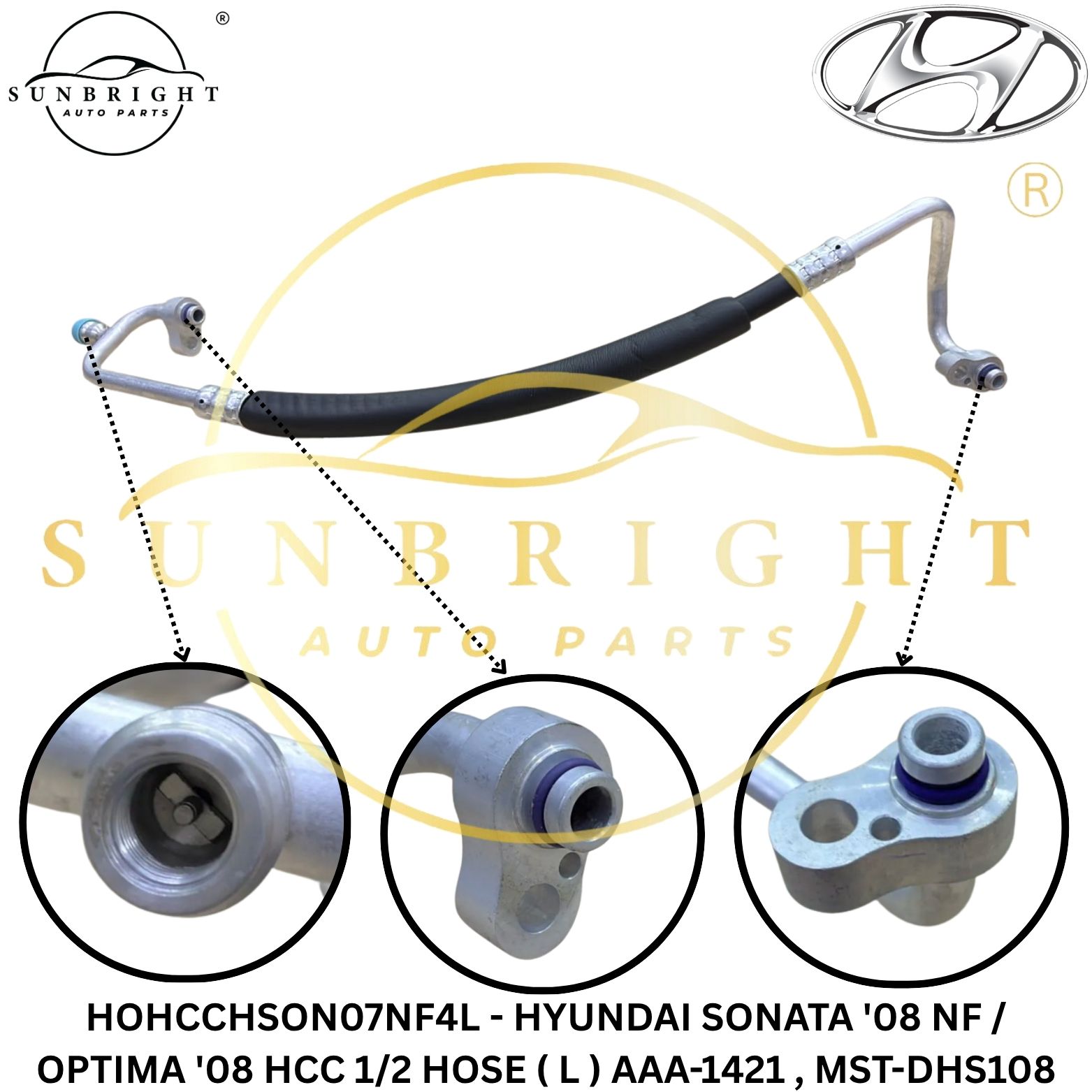 HOHCCHSON07NF4L - HYUNDAI SONATA '08 NF / OPTIMA '08 HCC 1/2 HOSE ( L ) AAA-1421 , MST-DHS108