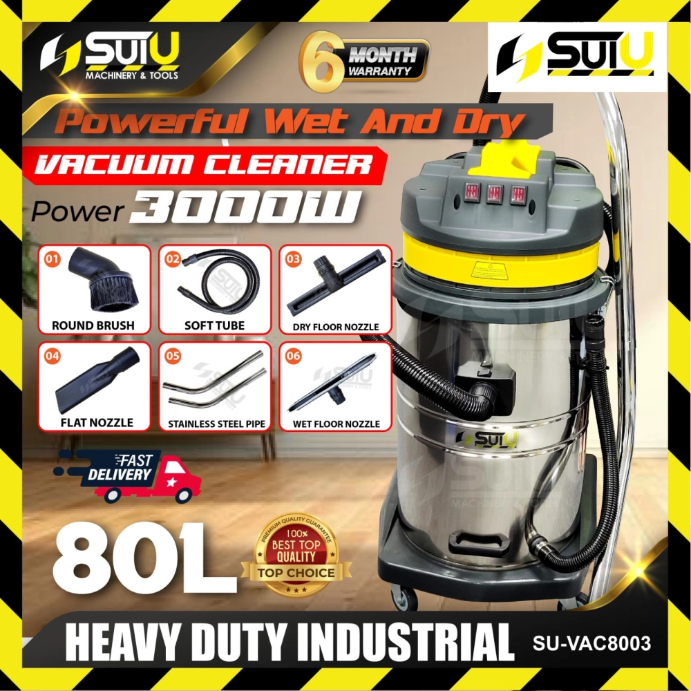 [ SET A - D] SUI U / SUIU VAC8003 80L Heavy Duty Industrial Use Wet & Dry Vacuum Cleaner / Vakum 3000W