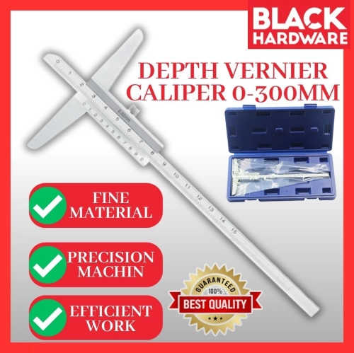 Black Hardware Depth Gauge Measurement Caliper Ruler Tool mm Alat Vernier Caliper Ukur Diameter Ruler Pengukur 卡尺 游标卡尺