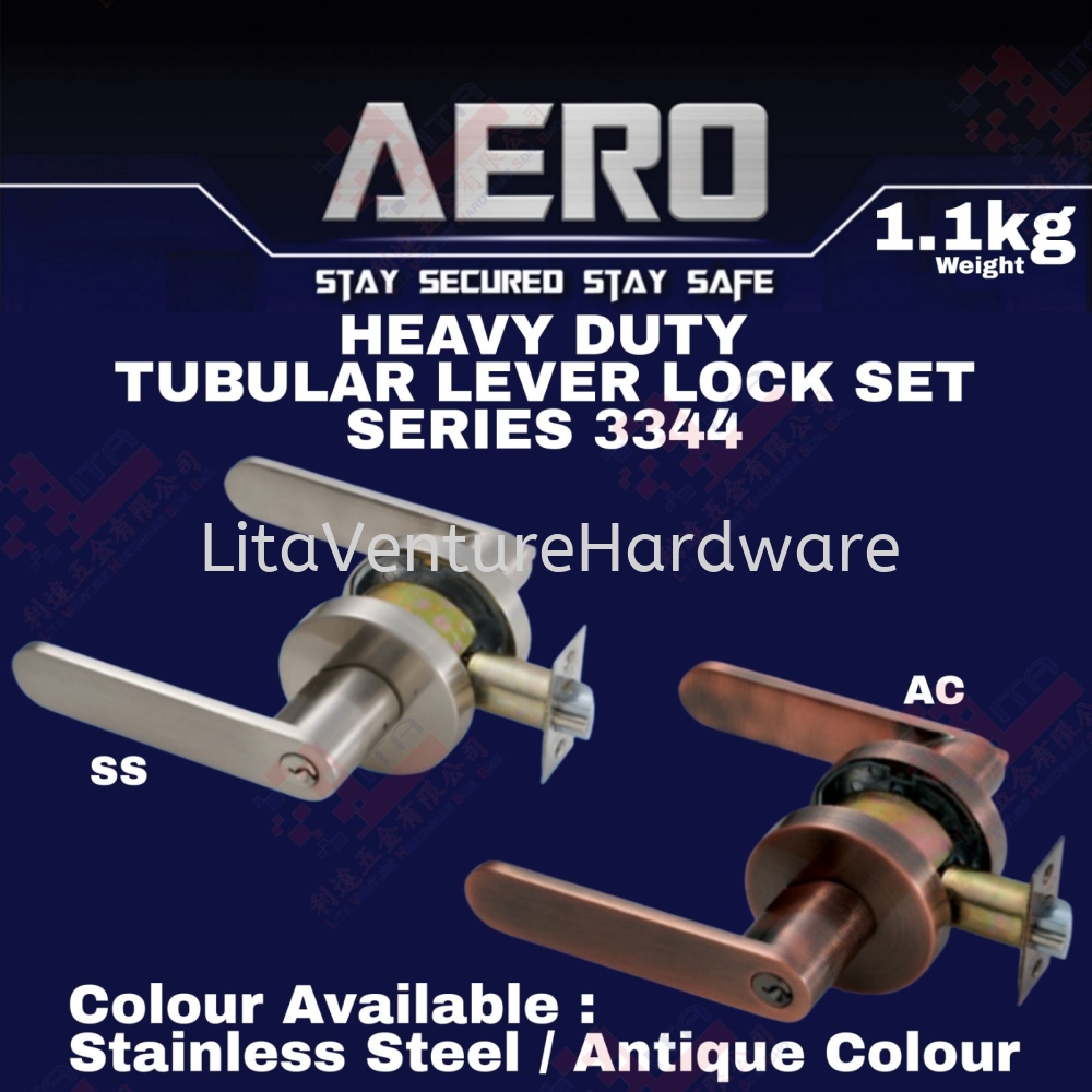 AERO BRAND HEAVY DUTY TUBULAR LEVER LOCK SET - SS AC