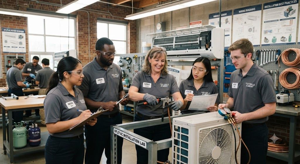 Split air conditioning installation training