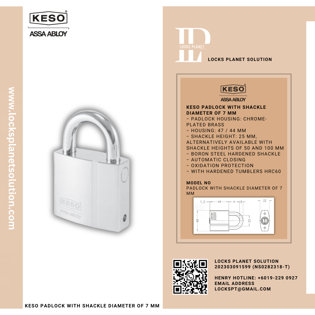 KESO PADLOCK WITH SHACKLE DIAMETER OF 7 MM