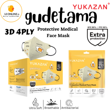 Yukazan Adult 4ply 3D Fit Gudetama Sleepy Egg Protective Medical Face Mask (50 Pcs/Box)