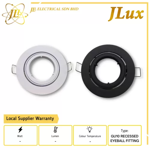 JLUX GLSW9029 75MM 3INCH RECESSED EYEBALL GU10 FITTING ONLY (QBS027) [WHITE/BLACK]