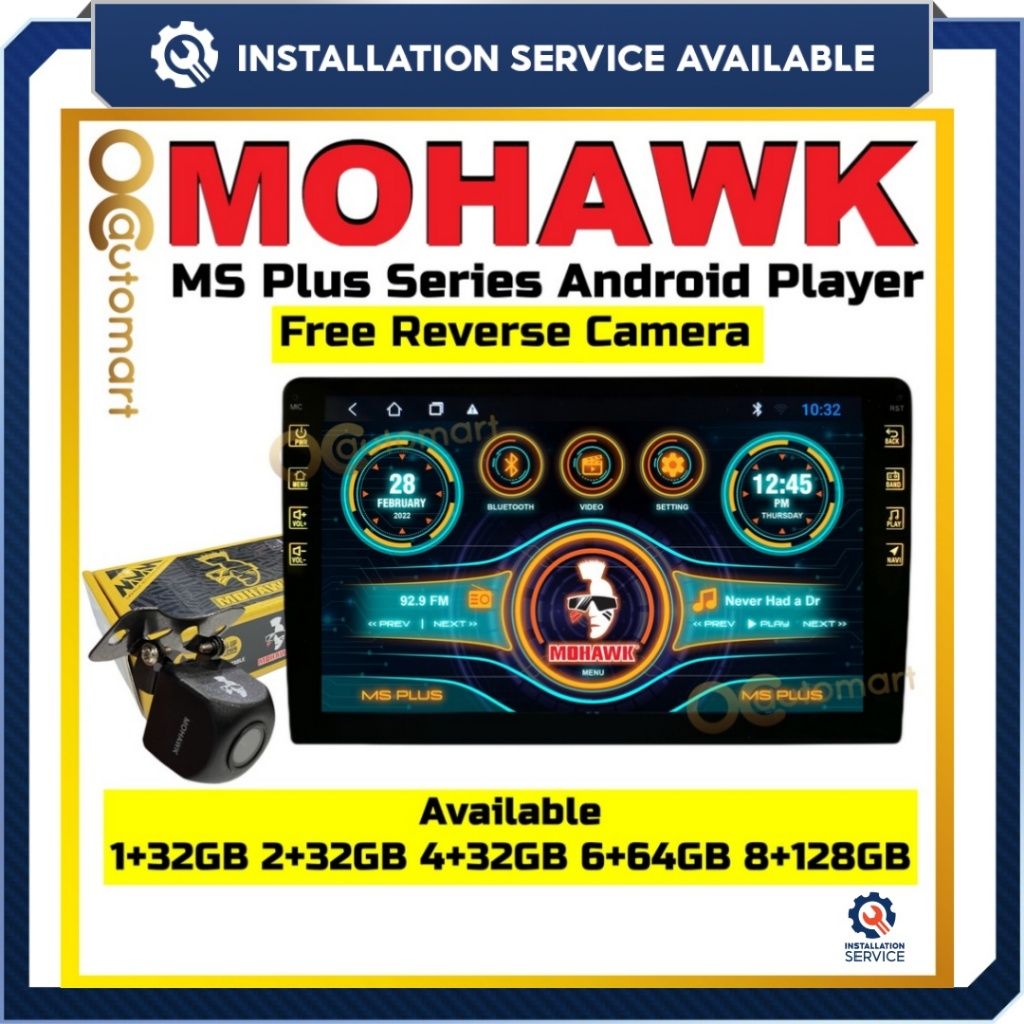 Free Reverse Camera Mohawk MS Plus Series Car Android Player QLED 1+32 2+32GB Plug n Play