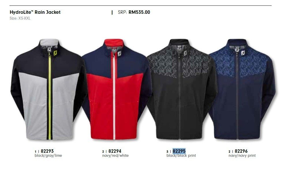 HYDROLITE RAIN JACKET FOOT JOY FJ SERIES