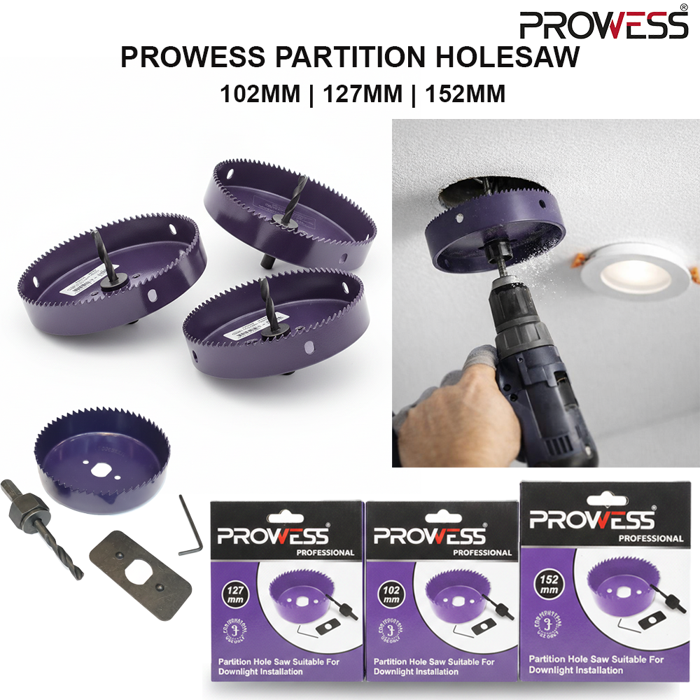 PROWESS PARTITION HOLESAW DRYWALL & PLASTERBOARD HOLE SAW | PROFESSIONAL WALL CUTTING TOOL 102MM | 127MM | 152MM ( PW40-4404 | PW40-4405 | PW40-4406 )
