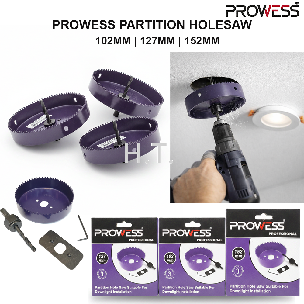 PROWESS PARTITION HOLESAW DRYWALL & PLASTERBOARD HOLE SAW | PROFESSIONAL WALL CUTTING TOOL 102MM | 127MM | 152MM ( PW40-4404 | PW40-4405 | PW40-4406 )