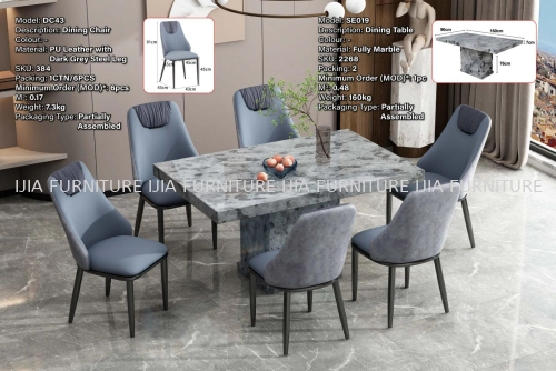 Fully Marble Dining Table - SE019 | Dining Chair DC43