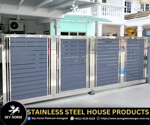 Folding Trackless Stainless Steel AutoGate Designs Malaysia | Klang Valley 